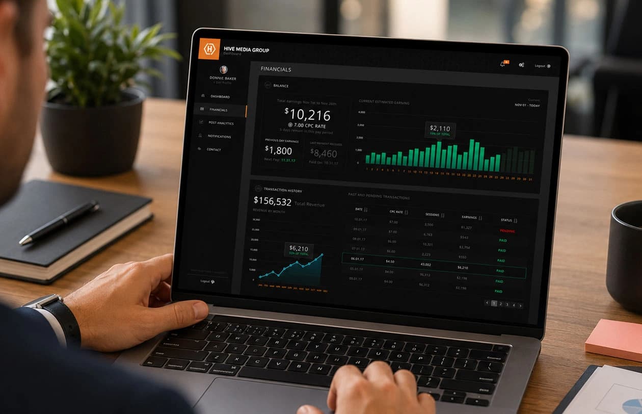 Manager using Hive Media Group dashboard